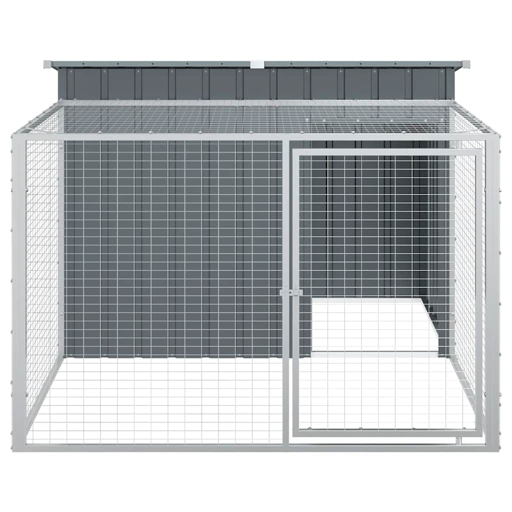 vidaXL Hundehütte mit Auslauf Anthrazit 153x194x110 cm Verzinkter Stahl
