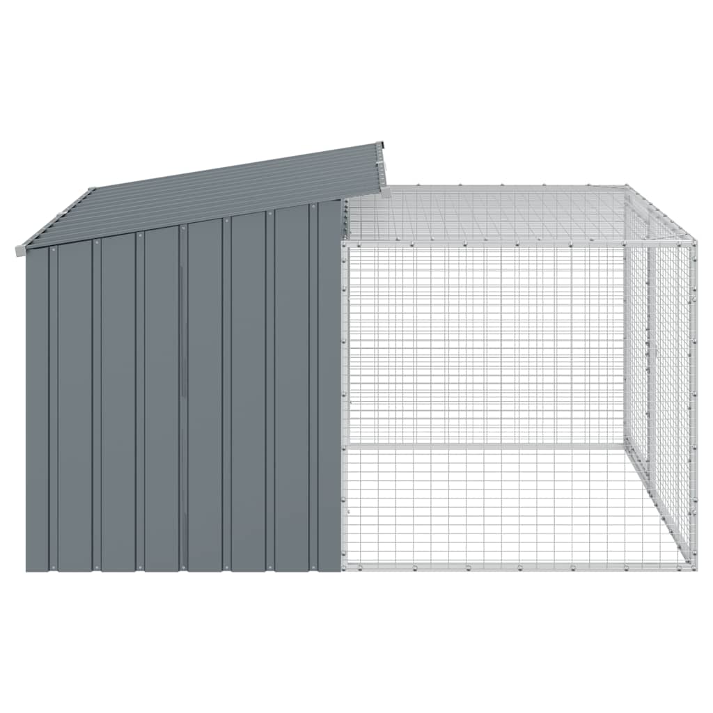 vidaXL Hundehütte mit Auslauf Anthrazit 153x194x110 cm Verzinkter Stahl