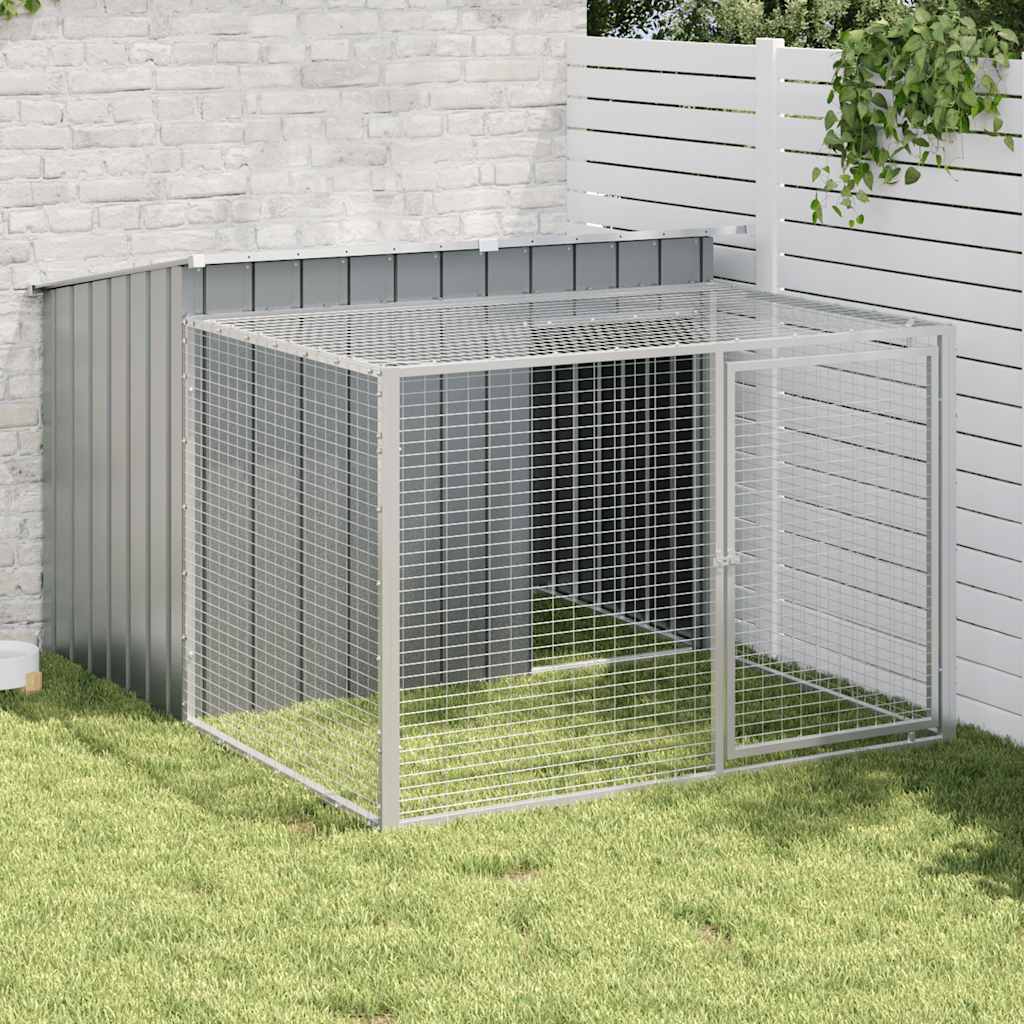 vidaXL Hundehütte mit Auslauf Anthrazit 153x194x110 cm Verzinkter Stahl