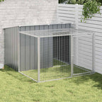 vidaXL Hundehütte mit Auslauf Anthrazit 153x194x110 cm Verzinkter Stahl