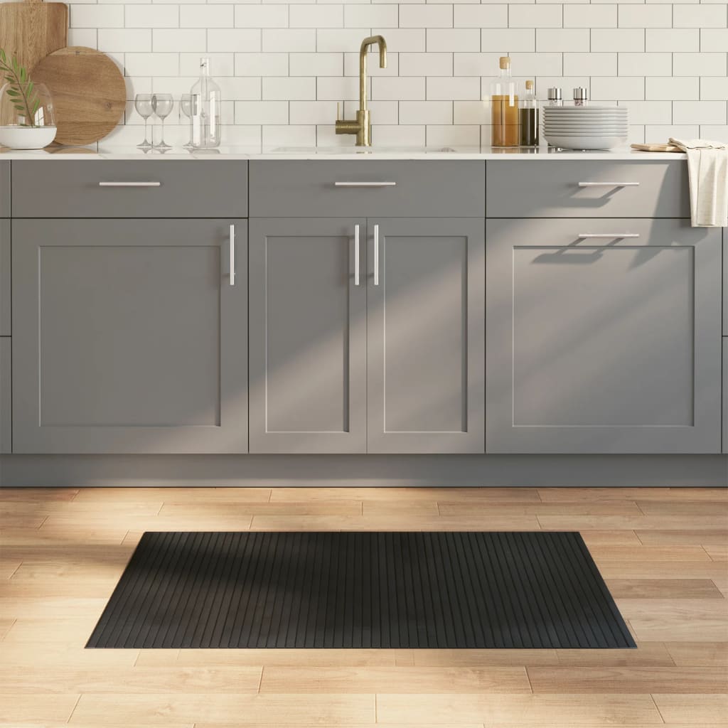 vidaXL Teppich Rechteckig Schwarz 60x100 cm Bambus
