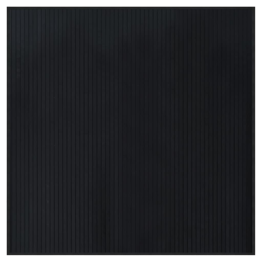 vidaXL Teppich Quadratisch Schwarz 100x100 cm Bambus