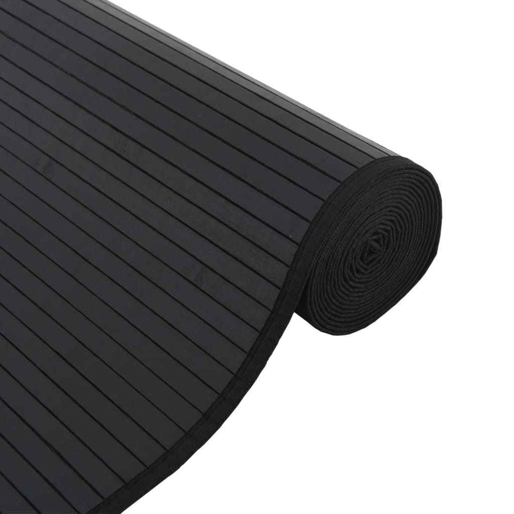 vidaXL Teppich Quadratisch Schwarz 100x100 cm Bambus