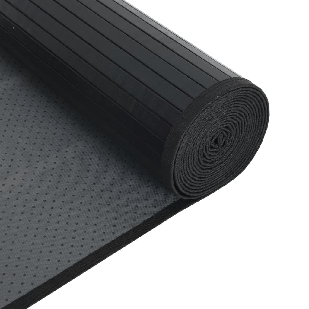 vidaXL Teppich Quadratisch Schwarz 100x100 cm Bambus