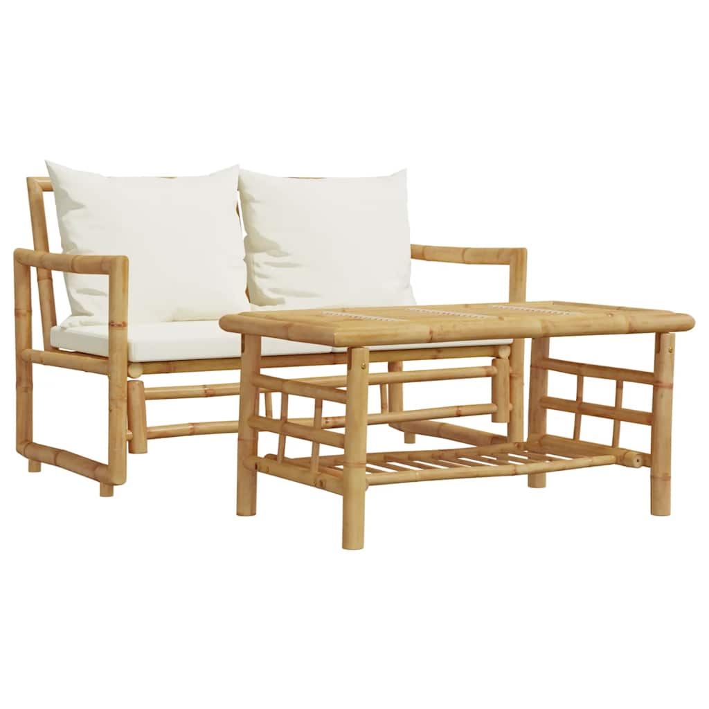 vidaXL 2-teiliges Gartensofa-Set mit Kissen Bambus