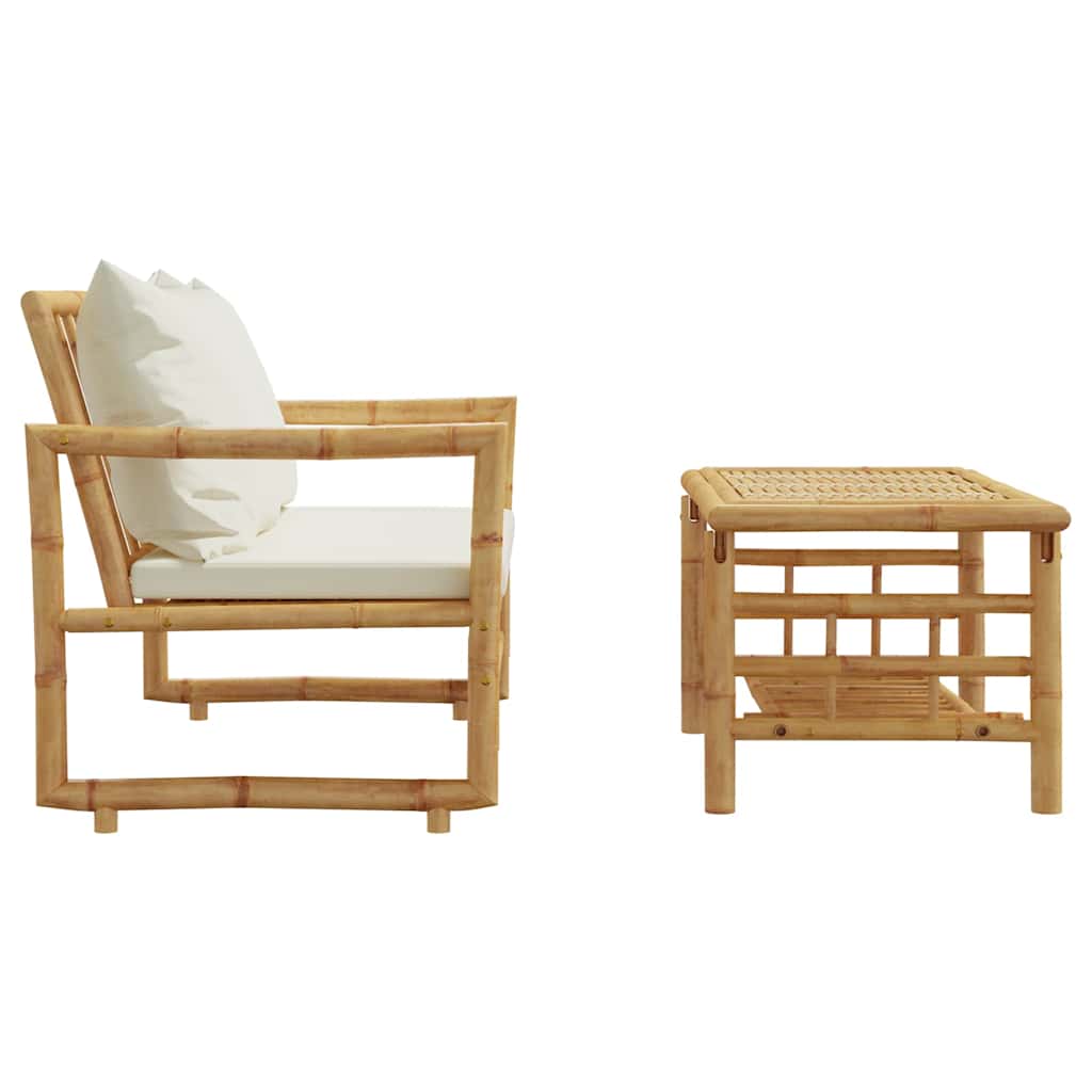 vidaXL 2-teiliges Gartensofa-Set mit Kissen Bambus
