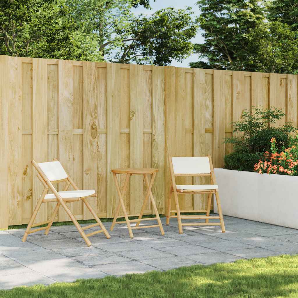 vidaXL 3-tlg. Bistro-Set Klappbar mit Kissen Bambus