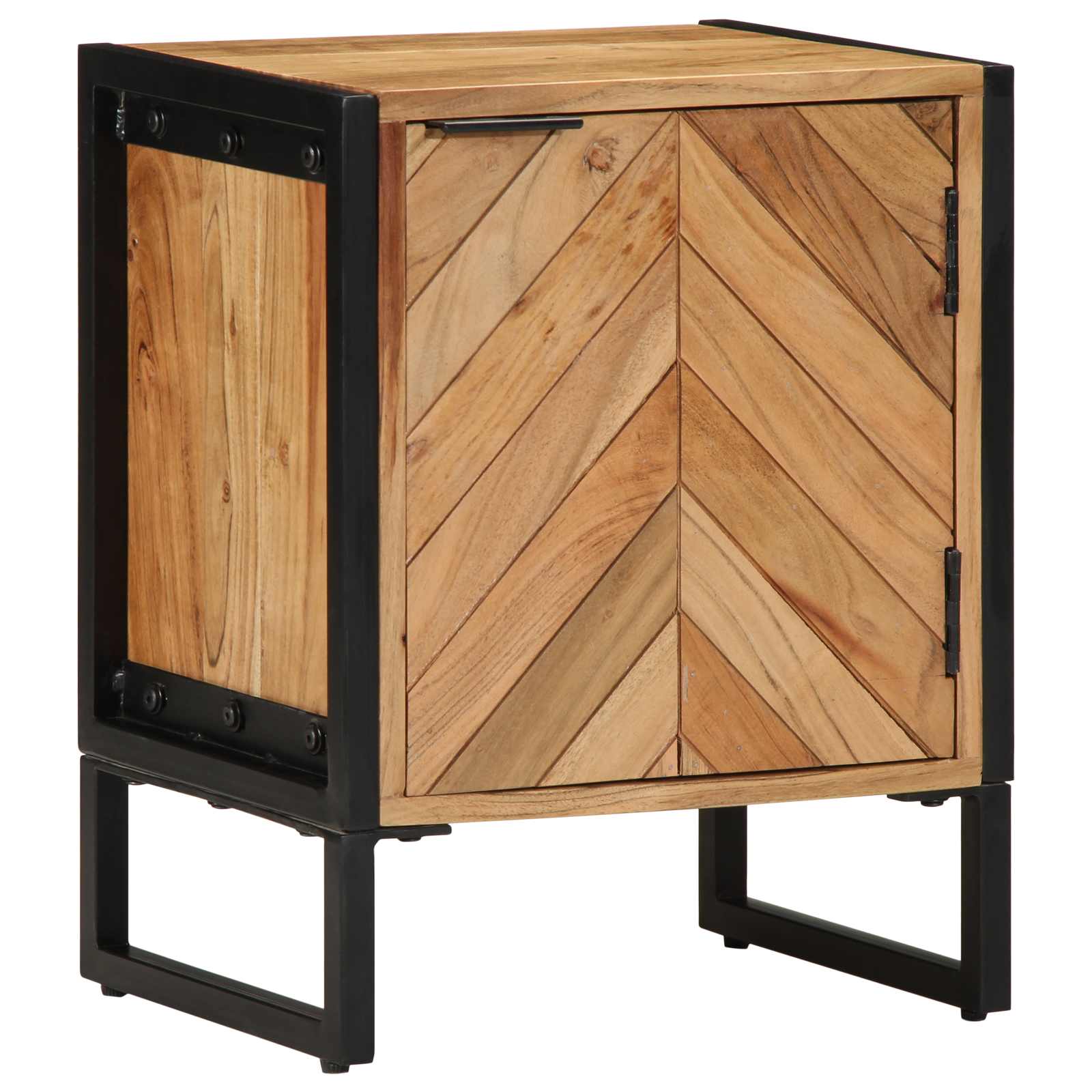 vidaXL Nachttisch Braun 40 x 30 x 50 cm Massivholz Akazie und Metall