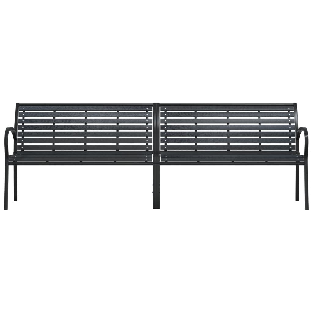 vidaXL Doppel-Gartenbank Schwarz 231 cm Stahl und WPC