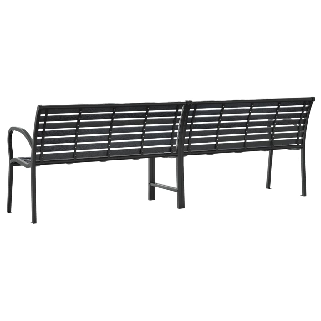 vidaXL Doppel-Gartenbank Schwarz 231 cm Stahl und WPC