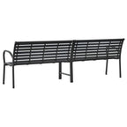 vidaXL Doppel-Gartenbank Schwarz 231 cm Stahl und WPC