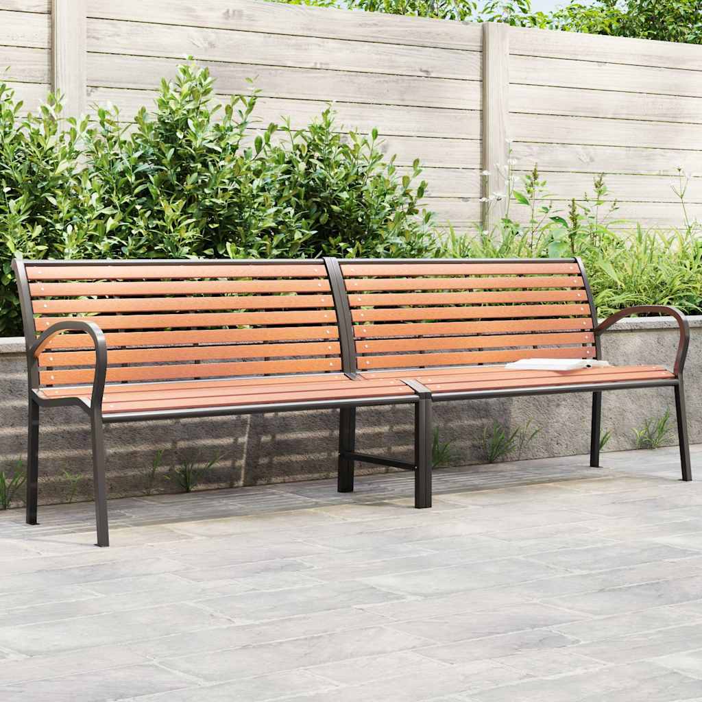 vidaXL Gartenbank Braun 231 cm Holz & Pulverbeschichteter Stahl