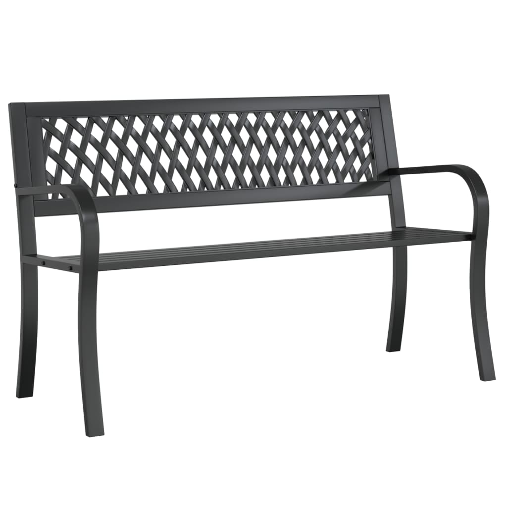 vidaXL Gartenbank Schwarz 120 cm Stahl