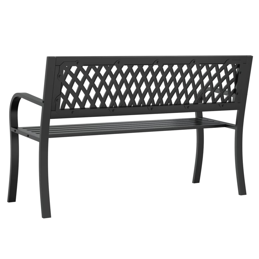 vidaXL Gartenbank Schwarz 120 cm Stahl