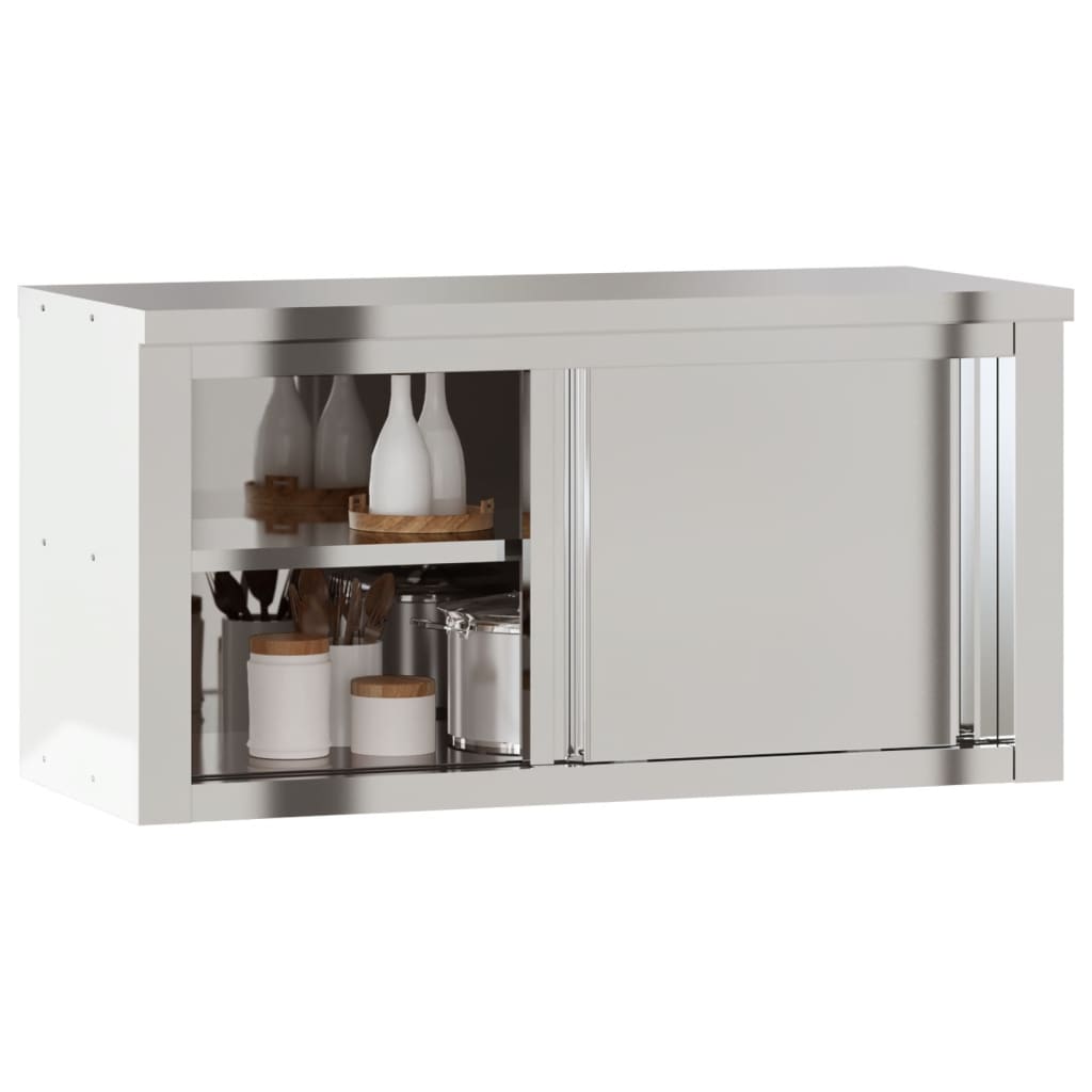 vidaXL Küchen-Wandschrank mit Schiebetüren Edelstahl