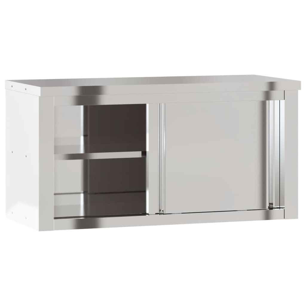 vidaXL Küchen-Wandschrank mit Schiebetüren Edelstahl