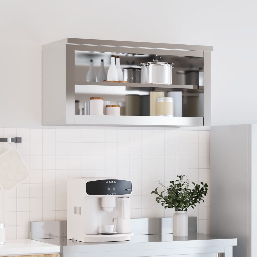 vidaXL Küchen-Wandschrank mit Ablage Edelstahl