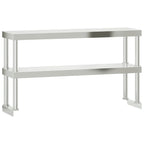 vidaXL Aufsatzboard für Küchentisch 2 Ablagen 110x30x65 cm Edelstahl