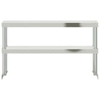 vidaXL Aufsatzboard für Küchentisch 2 Ablagen 110x30x65 cm Edelstahl