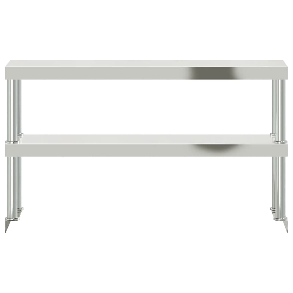 vidaXL Aufsatzboard für Küchentisch 2 Ablagen 110x30x65 cm Edelstahl