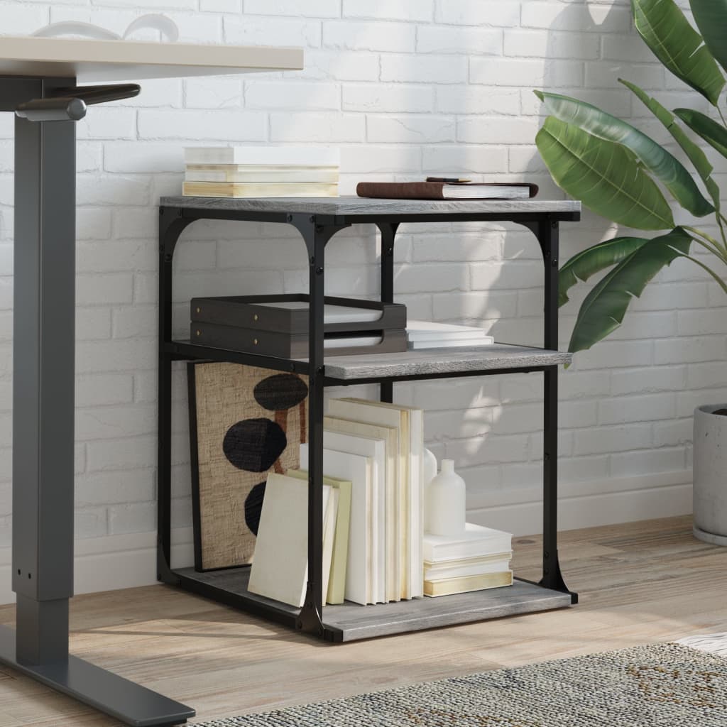vidaXL Druckerständer 3 Ablagen Grau Sonoma 43x48x64 cm Holzwerkstoff