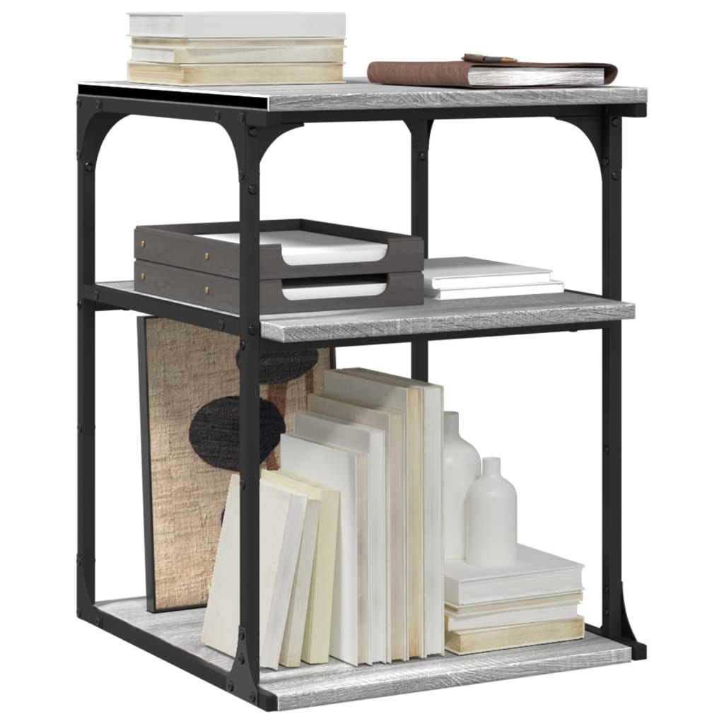 vidaXL Druckerständer 3 Ablagen Grau Sonoma 43x48x64 cm Holzwerkstoff