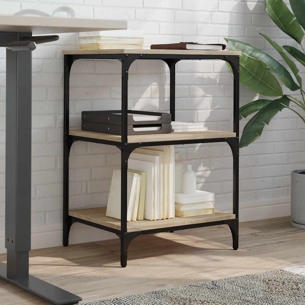 vidaXL Druckerständer 3 Ablagen Sonoma-Eiche 50x41x75 cm