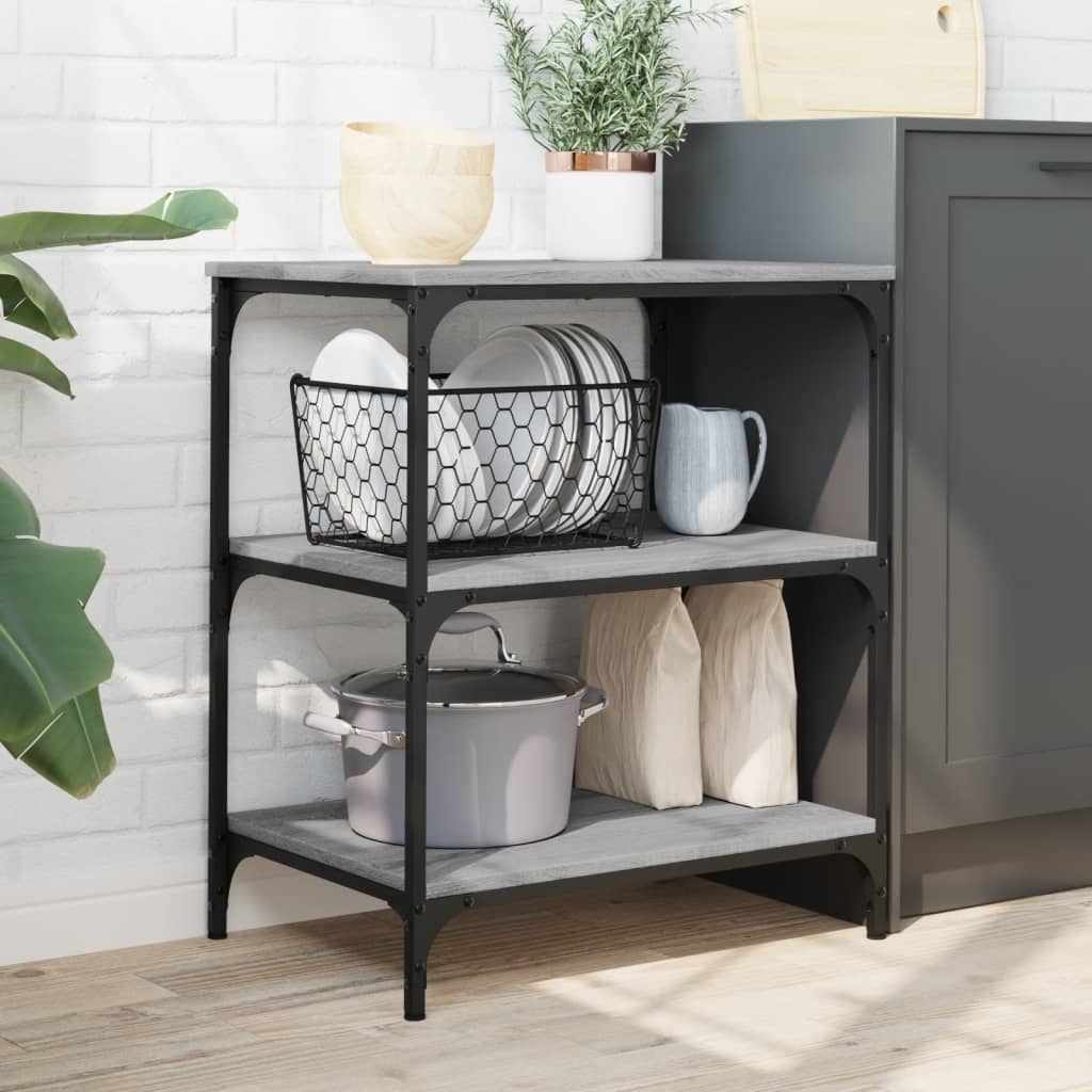 vidaXL Küchenwagen Grau Sonoma 60x41x76 cm Holzwerkstoff