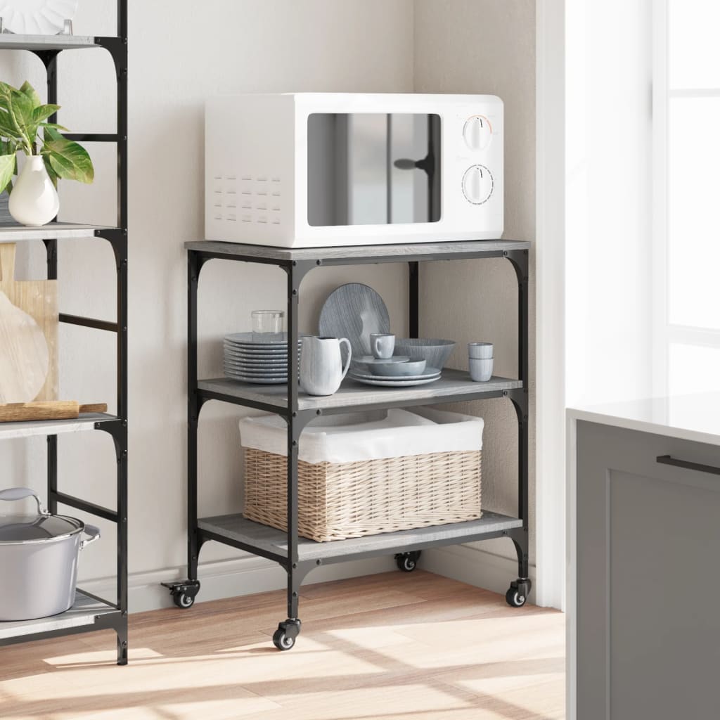 vidaXL Küchenwagen Grau Sonoma 60x41x76 cm Holzwerkstoff