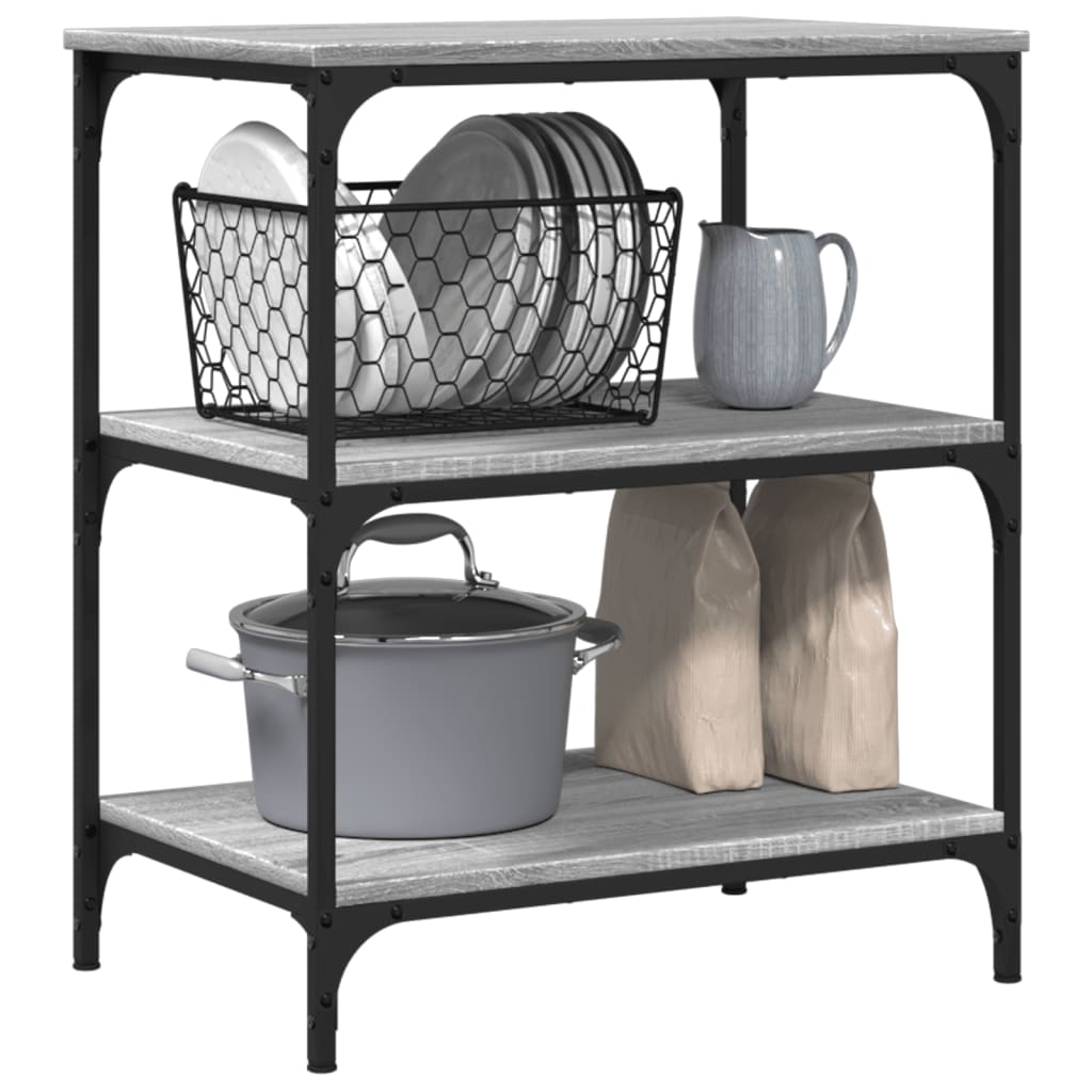 vidaXL Küchenwagen Grau Sonoma 60x41x76 cm Holzwerkstoff