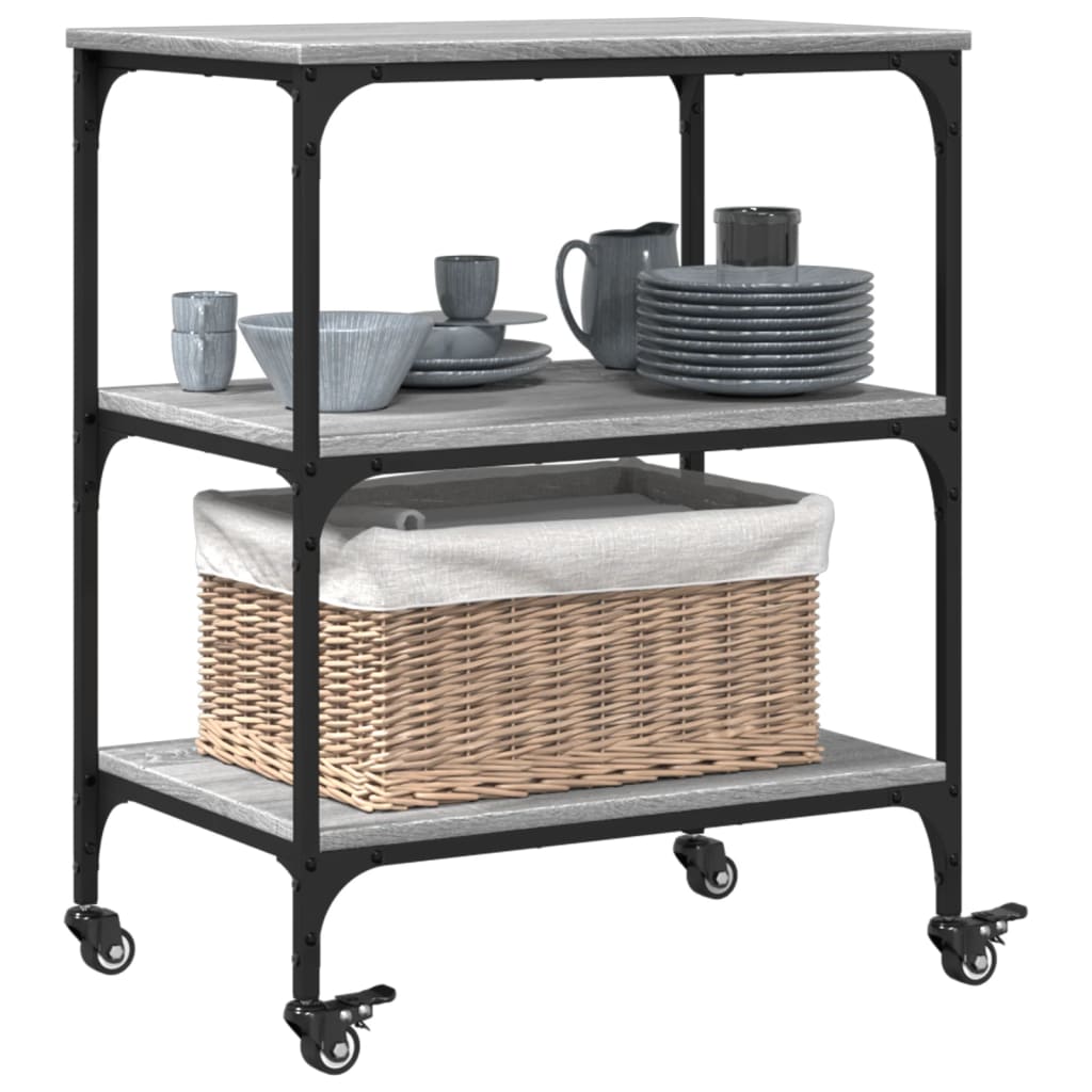 vidaXL Küchenwagen Grau Sonoma 60x41x76 cm Holzwerkstoff