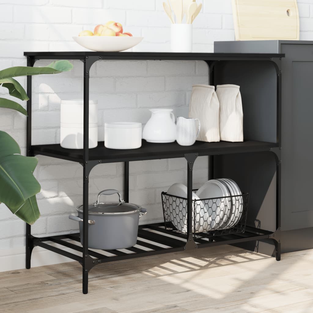 vidaXL Küchenwagen Schwarz 100x50x95 cm Holzwerkstoff