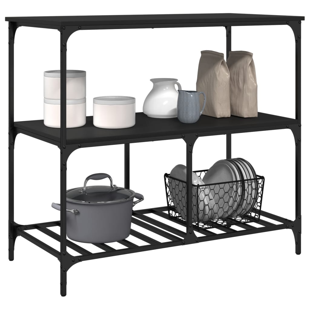 vidaXL Küchenwagen Schwarz 100x50x95 cm Holzwerkstoff