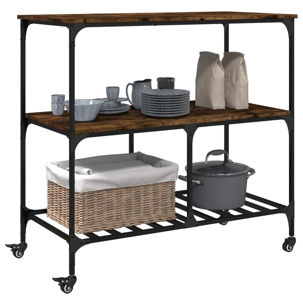 vidaXL Küchenwagen Räuchereiche 100x50x95 cm Holzwerkstoff