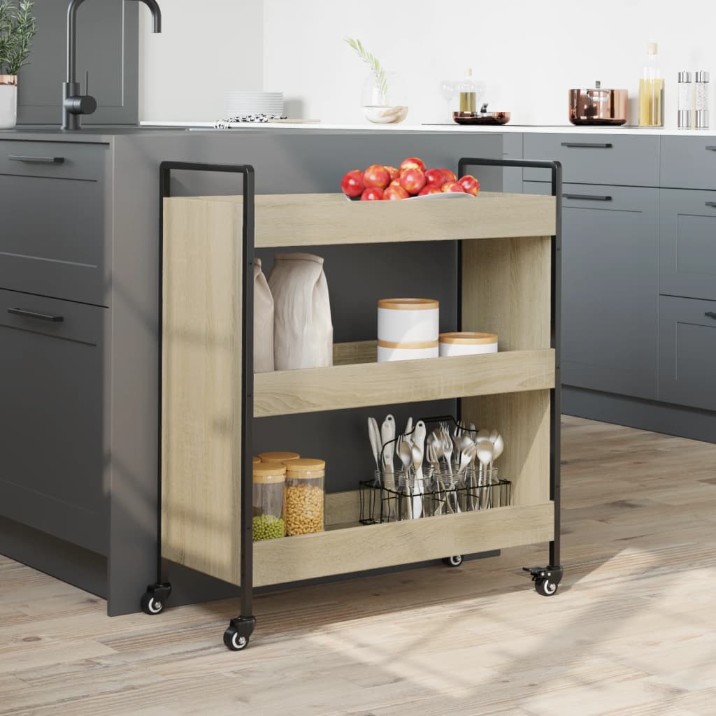 vidaXL Küchenwagen Sonoma-Eiche 70x30x82 cm Holzwerkstoff