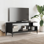vidaXL TV-Schrank Schwarz 102x40x41 cm Holzwerkstoff und Stahl