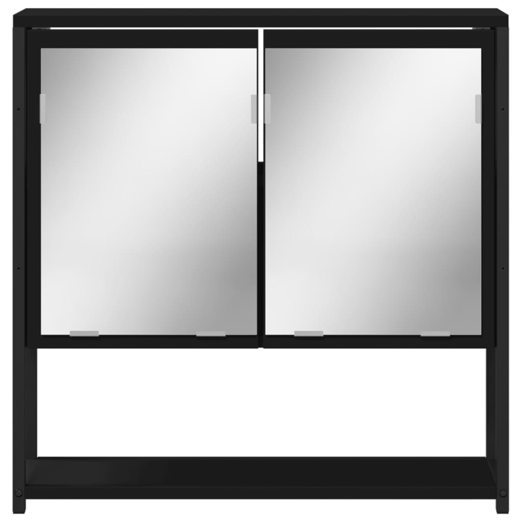 vidaXL Bad-Spiegelschrank Schwarz 60x16x60 cm Holzwerkstoff