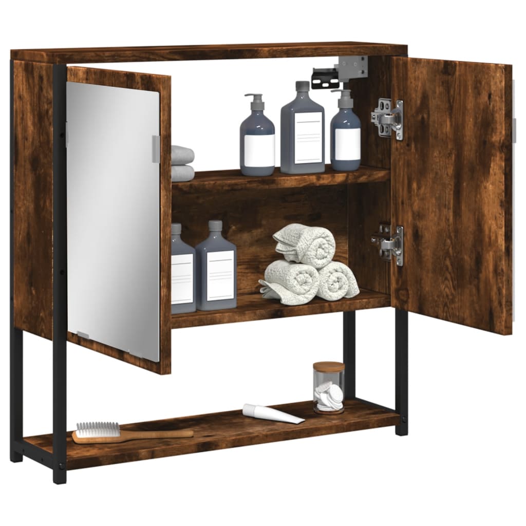 vidaXL Bad-Spiegelschrank Räuchereiche 60x16x60 cm Holzwerkstoff