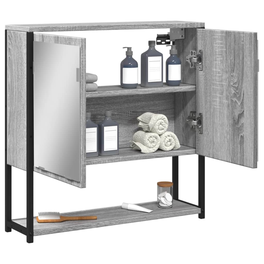 vidaXL Bad-Spiegelschrank Grau Sonoma 60x16x60 cm Holzwerkstoff