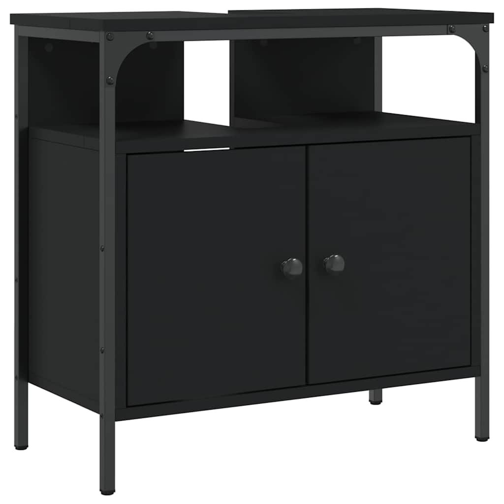vidaXL Waschbeckenunterschrank Schwarz 60x30x60 cm Holzwerkstoff