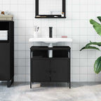vidaXL Waschbeckenunterschrank Schwarz 60x30x60 cm Holzwerkstoff
