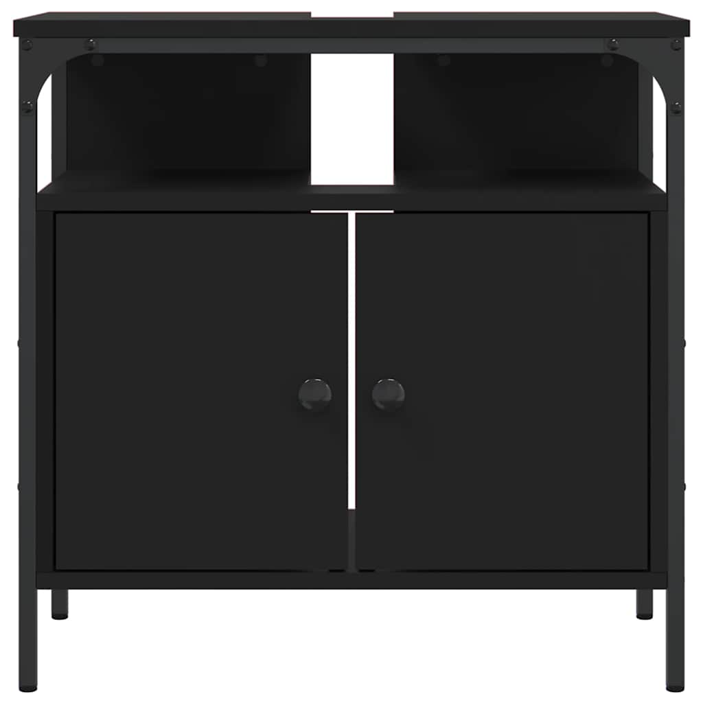 vidaXL Waschbeckenunterschrank Schwarz 60x30x60 cm Holzwerkstoff