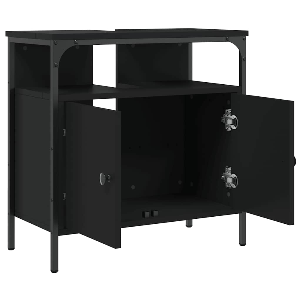 vidaXL Waschbeckenunterschrank Schwarz 60x30x60 cm Holzwerkstoff