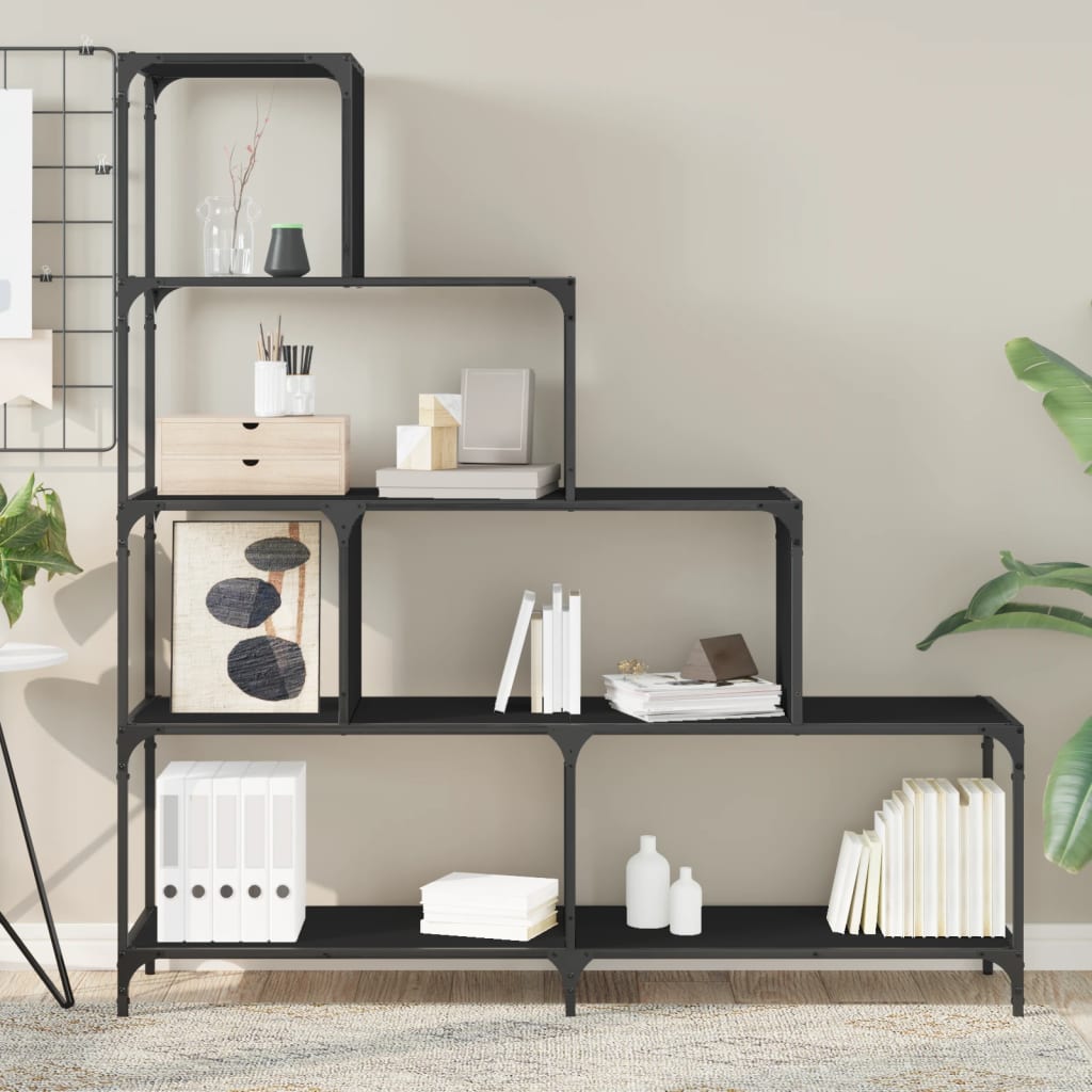 vidaXL Bücherregal 4 Etagen Schwarz 139x33,5x149 cm Holzwerkstoff