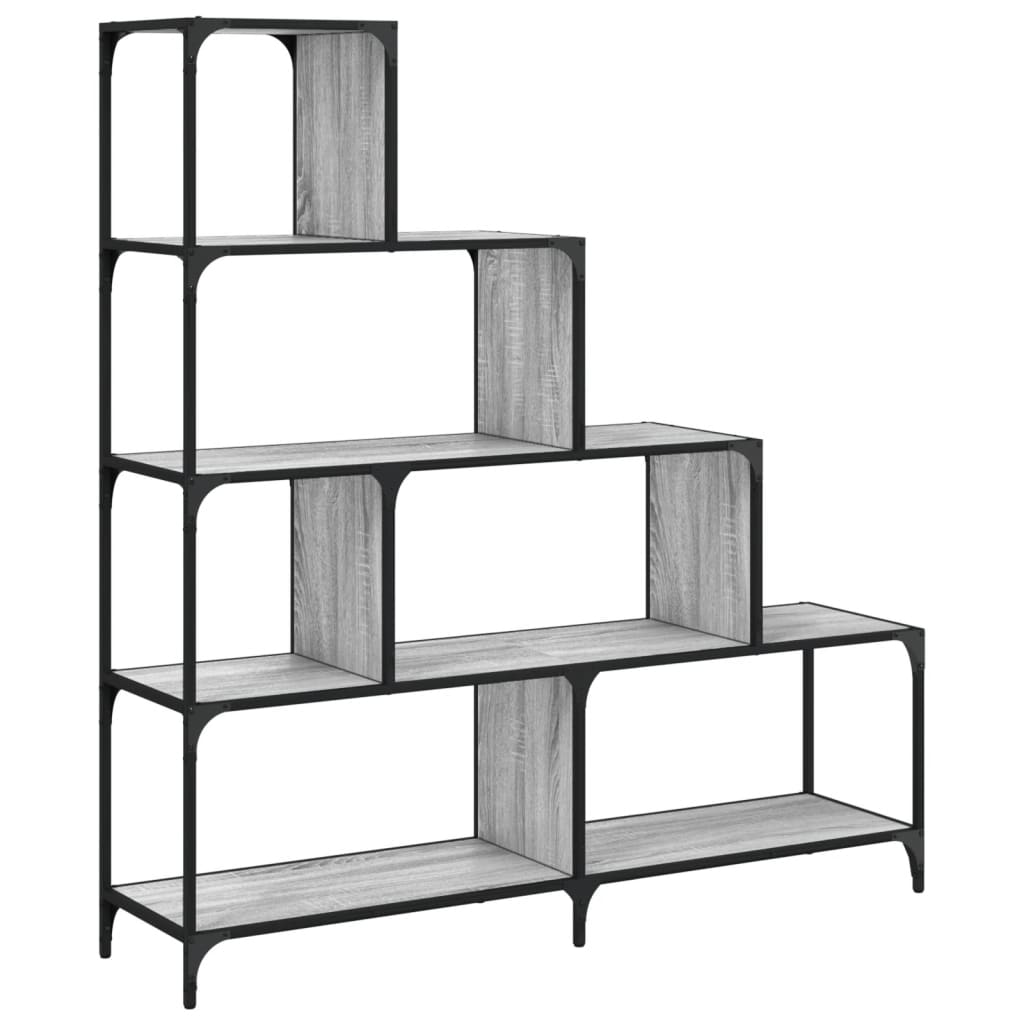 vidaXL Bücherregal 4 Etagen Grau Sonoma 139x33,5x149 cm Holzwerkstoff