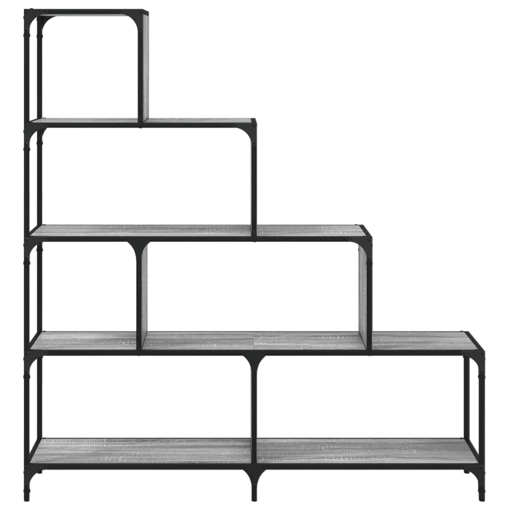 vidaXL Bücherregal 4 Etagen Grau Sonoma 139x33,5x149 cm Holzwerkstoff