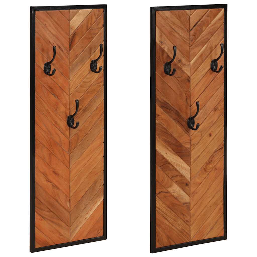 vidaXL Wandgarderobe 2 Stk. 35x1x90 cm Massivholz Akazie