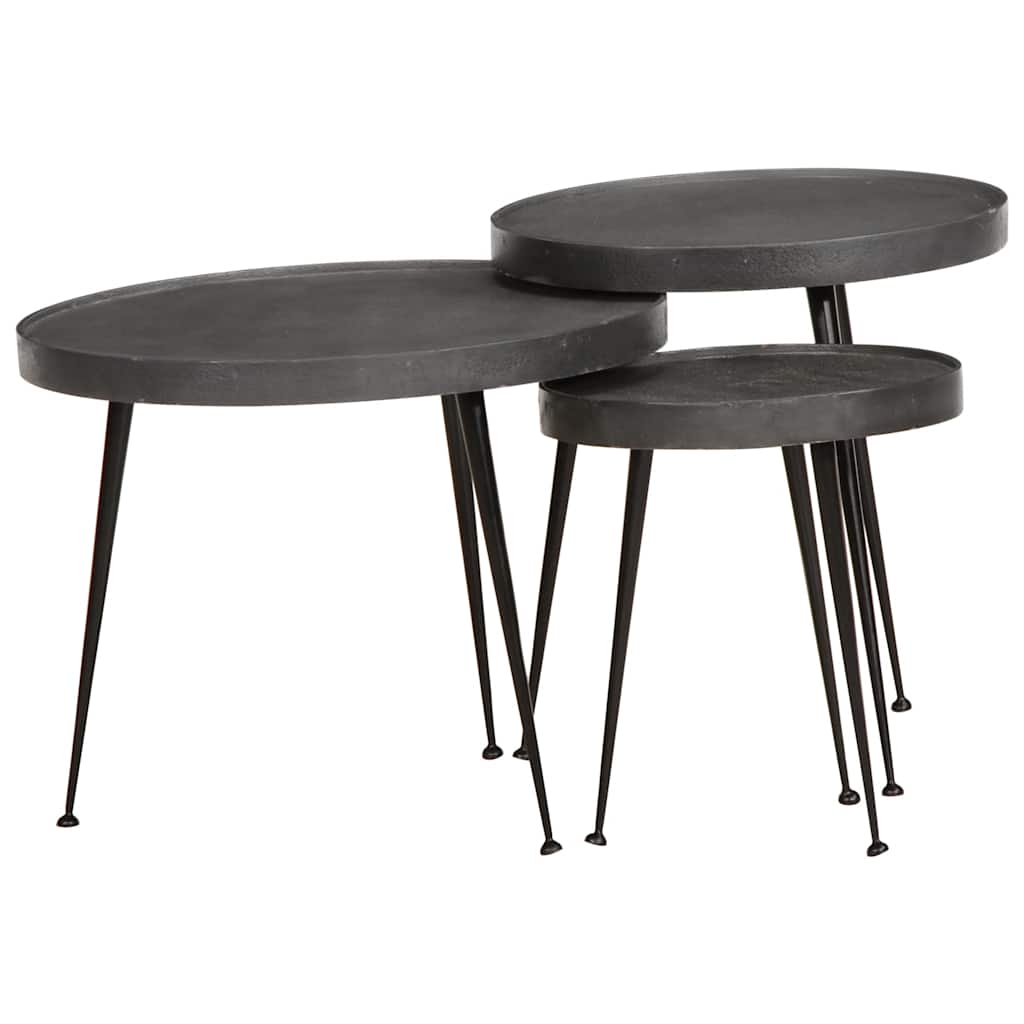 vidaXL Couchtisch 3 Stk. Schwarz Holzwerkstoff