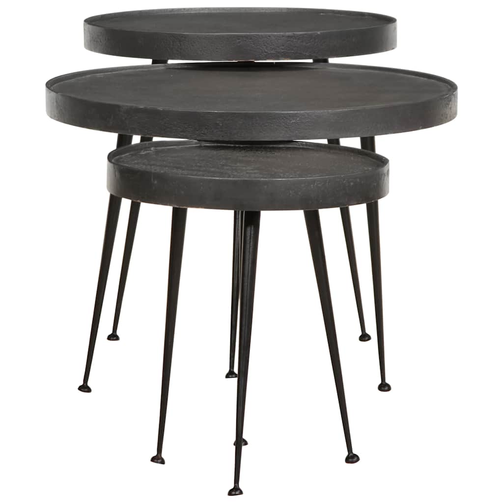 vidaXL Couchtisch 3 Stk. Schwarz Holzwerkstoff