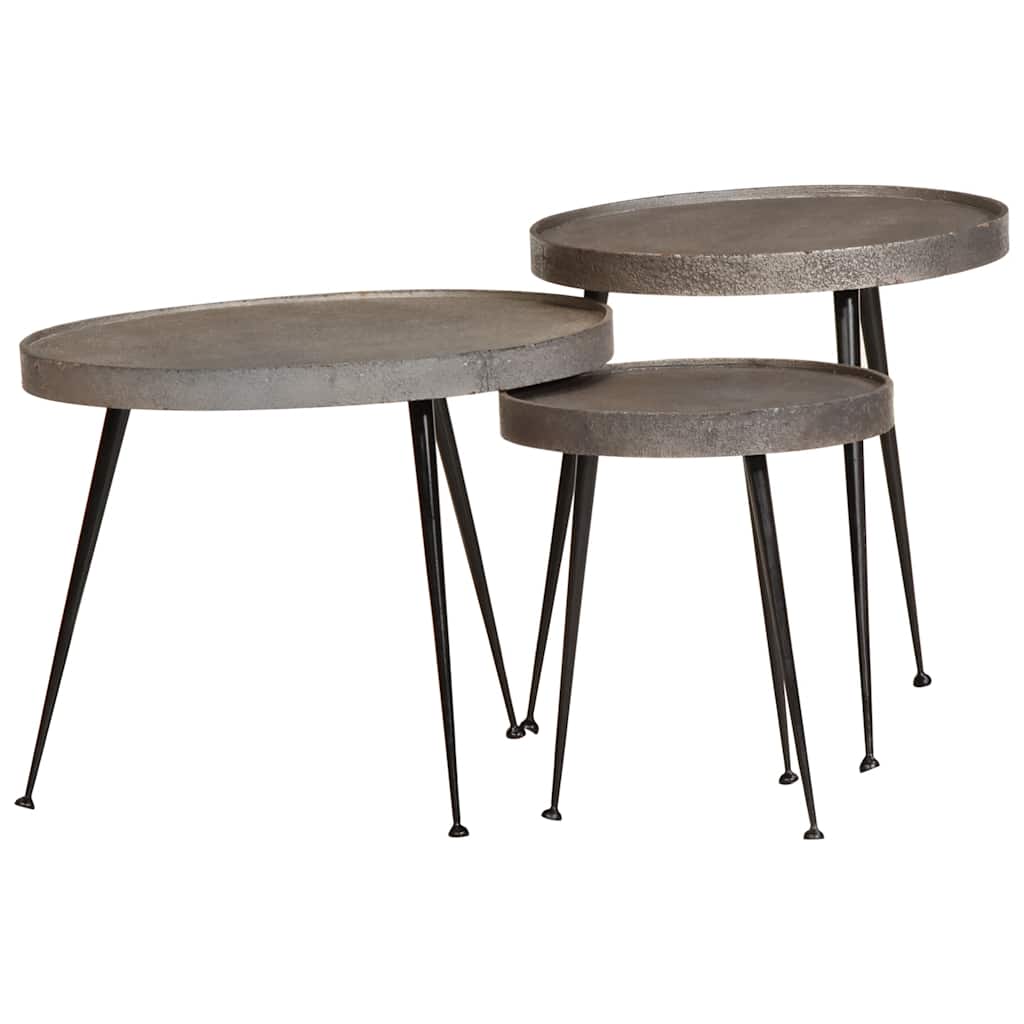 vidaXL Couchtisch 3 Stk. Silbern Holzwerkstoff
